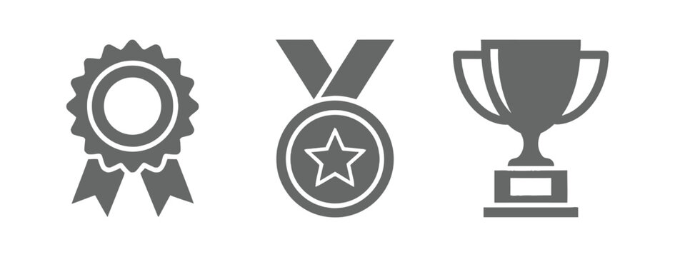 Trophy cup vector icon set awards achievement success prize. trophy flat icons editable vector illustration set
