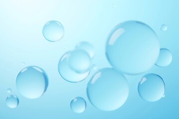 Abstract Blue Bubbles Floating in Water Background.
