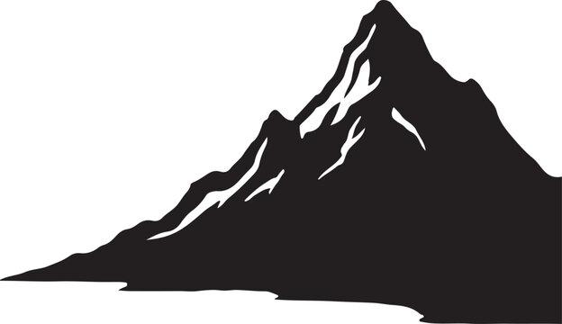 Snowy Mountain Peak Silhouette Vector Isolated on White Background

