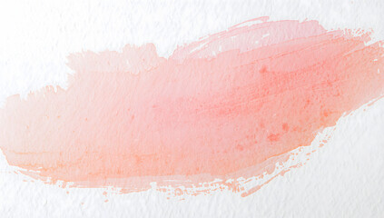 Soft Pink and Orange Watercolor Paint Splash on White Paper Texture