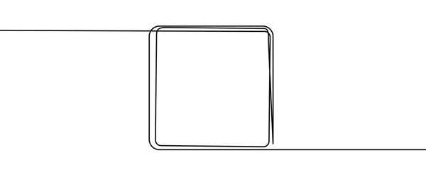 Square frame with rounded corners. Symbol of interface, border, photo or highlighted element in one line art style with editable black stroke. Vector illustration.