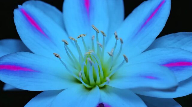 The appearance of a flower under a UV blacklightthe flower sway and wave swiftly handheld shaky camera