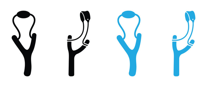 Toy catapult slingshot Stock. Slingshot Icon, Catapult Ging Hand Powered Y Shaped Projectile Weapon Vector Art Illustration.