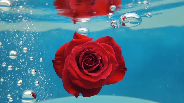 flower slowly floating bubble rises handheld camera like its under the water 4K.