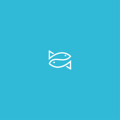 Minimal fish logo icon flat vector design