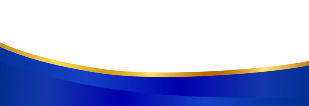 Divider, border, footer shape with gold and blue gradient vector illustration