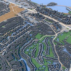 Dubai Marina United Arab Emirates Cityscape 3D Rendering Map