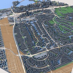 Dubai Marina United Arab Emirates Cityscape 3D Rendering Map