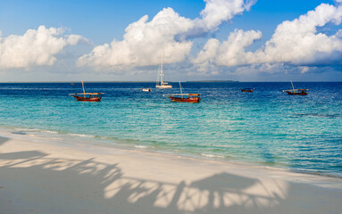 View Of Yacht And Fishing Boats On The Coast