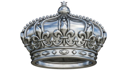 Silver Crown Isolated on Transparent Background