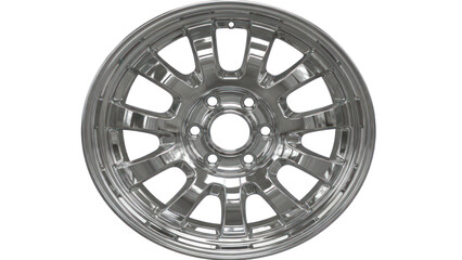 Fototapeta premium Shiny Chrome Car Wheel Rim isolated on transparent background