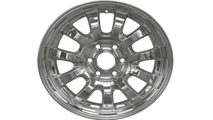 Shiny Chrome Car Wheel Rim isolated on transparent background