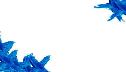 Dynamic abstract blue paint brush mark, isolated transparent PNG, versatile decorative element for modern banner, birthday, poster designs.