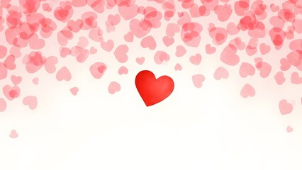 Red heart with pink watercolor hearts on white background