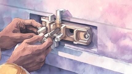 Secure Cargo Illustration Highlights Logistics Security With Detailed Watercolor Brushwork