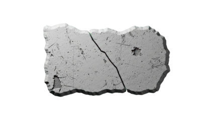Cracked concrete fragment isolated on transparent background