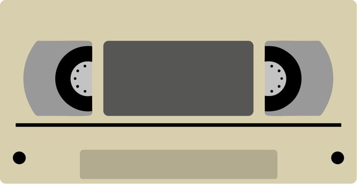 Simple Flat Design VHS Tape Cassette Recorder Retro Technology Illustration
