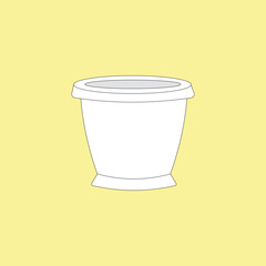 White plastic flower pot vector illustration