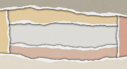 Fototapeta premium Torn edge paper background with rough ripped borders, layered paper