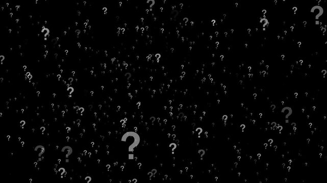 Numerous gray question marks scattered across a dark black background symbol punctuation