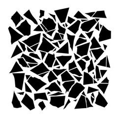 Shattered Glass Fragments in Modern Abstract Design with High Contrast Black and White for Graphic Element