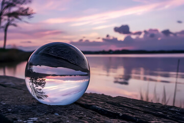 Crystal Ball with Soft Twilight Sky Background.