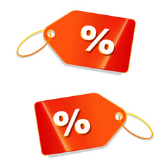 Orange Discount percent price tags isolated on white background