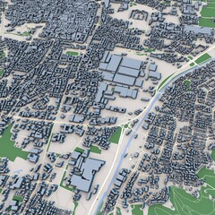 Brescia City Italy 3D Rendering Map