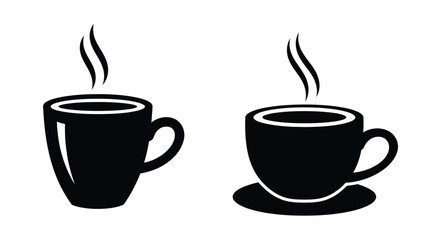 Two steaming cups of coffee in a simple elegant silhouette