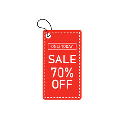 Red vertical sale 70 percent off only today promotional tag
