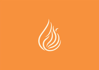An abstract flame illustrated in a single flowing line, symbolizing passion, motion, simplicity, warmth, and creativity