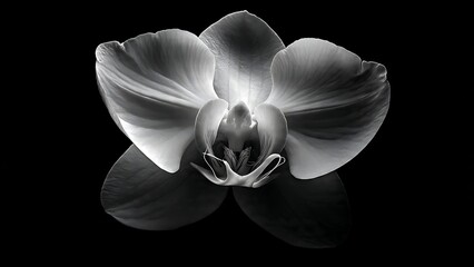 Elegant White Orchid in Black Background, High Contrast Photography Display