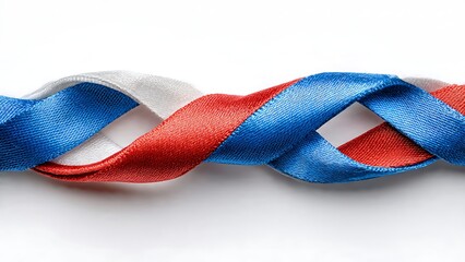 Intertwined Ribbons of Red, Blue, and White Decorative Elements for Craft Projects