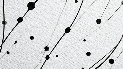 Abstract Minimalist Artwork with Irregular Lines and Dots on Textured Background