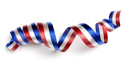 Colorful ribbon spiraling helix design with red, white, and blue stripes
