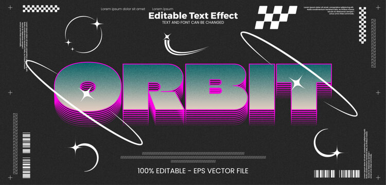Orbit Y2k effect editable text effect in modern trend style