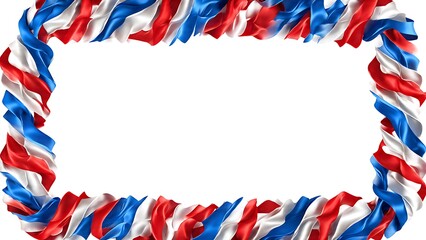 Waving Ribbon Border Frame Design in Red, White, and Blue Color Scheme