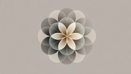 Minimalist Geometric Flower Design with Soft Colors and Elegant Shapes