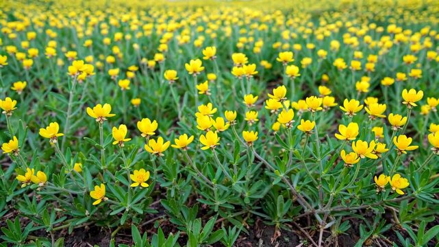 Panoramic view of the sea of yellow flowers