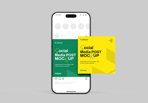 Editable Social Square Post Mockup Template