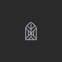 Geometric iron gate logo symbolizing strength, security, and entry.