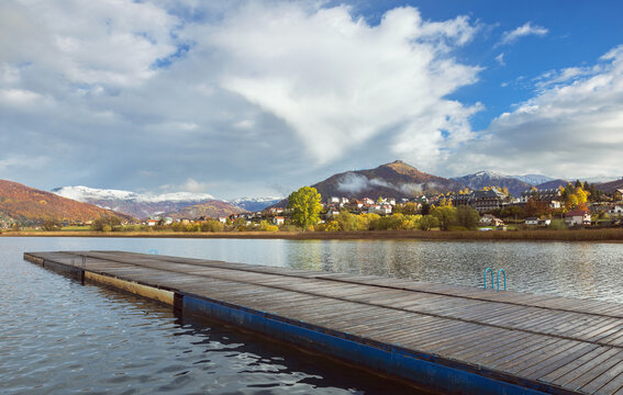  background. Plav lake montenegro