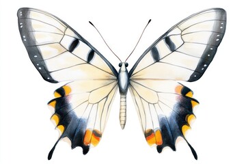 Vibrant watercolor butterfly with symmetrical wings and colorful patterns