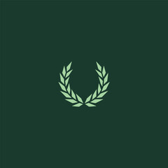 Geometric abstract laurel wreath logo symbolizing victory and honor.