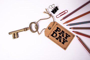 Pay Day Concept Using Key Tag Salary Timing Symbol