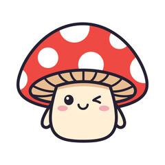 Cute Cartoon Mushroom Character Illustration