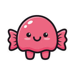 Obraz premium Adorable Pink Cartoon Goldfish Illustration