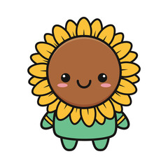 Cute Cartoon Sunflower Character Illustration
