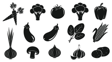Assorted vegetables in black and white a striking silhouette © MDAUAL