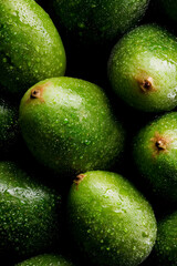 Macro background of ripe green feijoa with dew